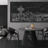 Framed Seattle Skyline Canvas Wall Art - Pano - Kitchen - Dark