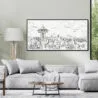 Framed Seattle Skyline Wall Art - Square - Modern Living Room - Light