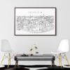 Framed Stockholm City Line Art C anvas Print - Chairs - Light