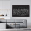 Framed Stockholm Sweden Canvas Wall Art - Living Room- Dark