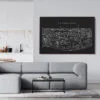 Framed Stockholm Sweden Canvas Wall Art - Living Room- Dark