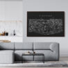 Framed Stockholm Sweden Canvas Wall Art - Living Room- Dark