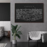 Framed Stockholm Sweden Canvas Wall Art - Lounge Chair -Dark