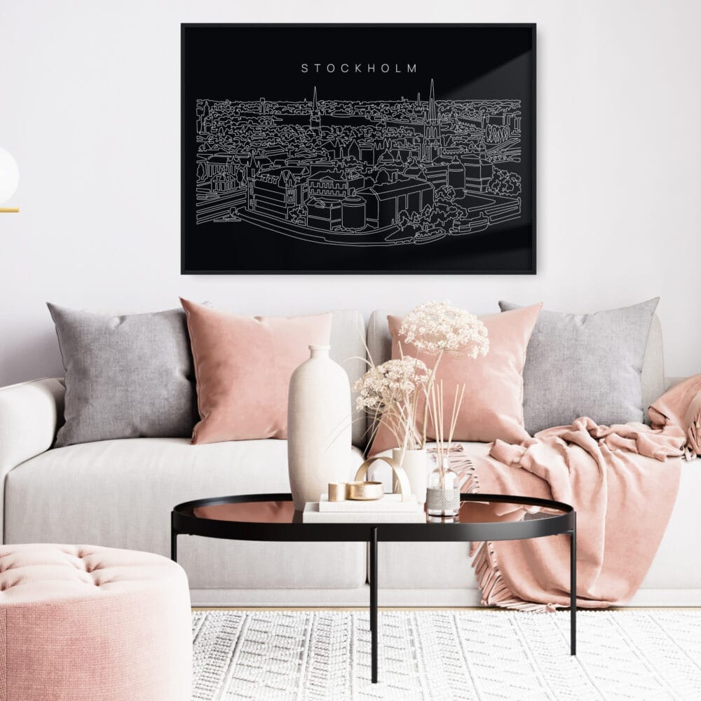 Framed Stockholm Wall Art for Living Room - Dark Framed Stockholm Wall Art for Living Room - Dark