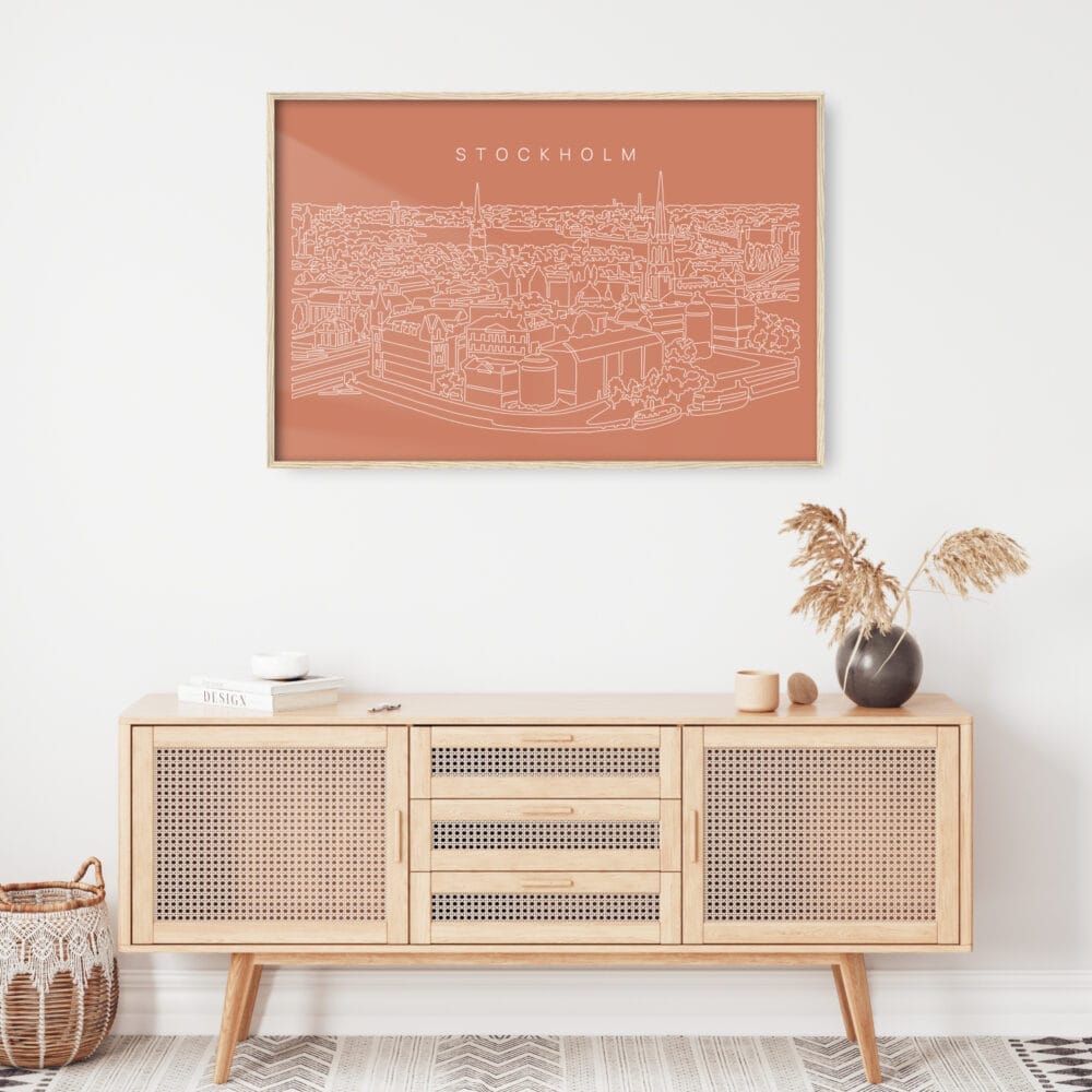 Framed Stockholm Wall Art for Living Room - Salmon Framed Stockholm Wall Art for Living Room - Salmon