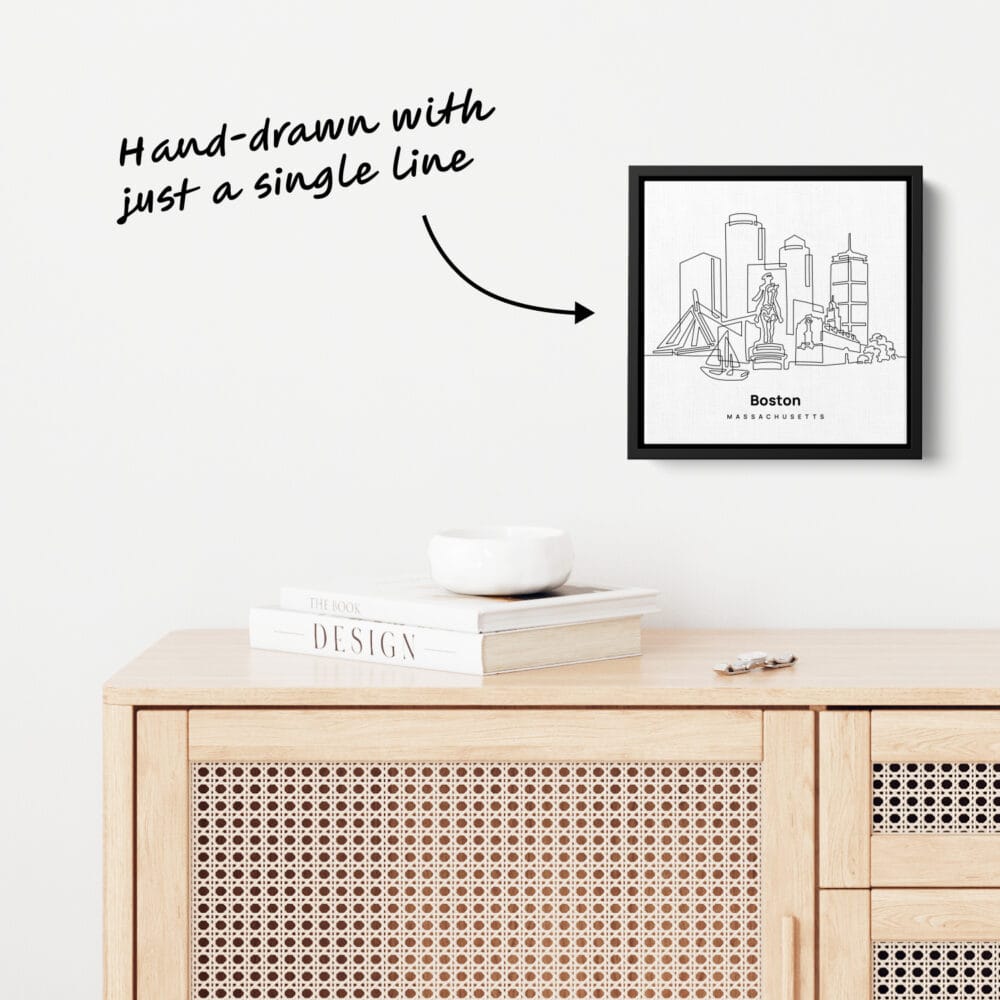 Mini Boston Canvas Print - One Line Drawing Mini Boston Canvas Print - One Line Drawing
