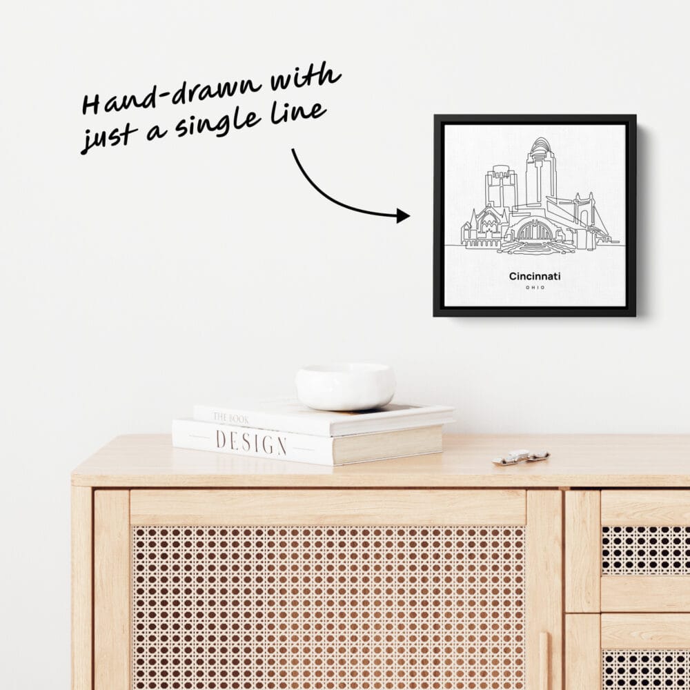 Mini Cincinnati Canvas Print - One Line Drawing Mini Cincinnati Canvas Print - One Line Drawing