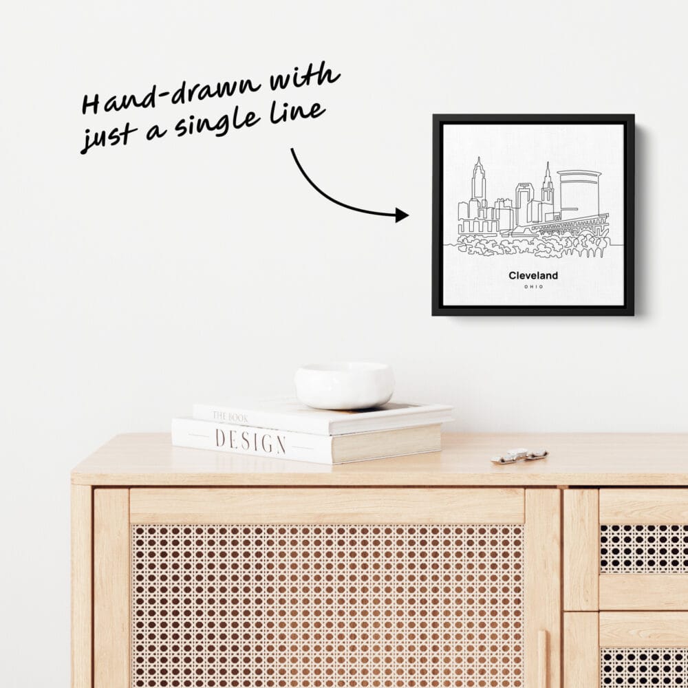 Mini Cleveland Canvas Print - One Line Drawing Mini Cleveland Canvas Print - One Line Drawing
