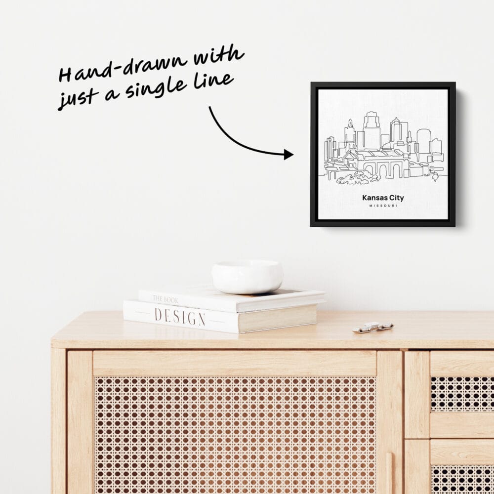 Mini Kansas City Canvas Print - One Line Drawing Mini Kansas City Canvas Print - One Line Drawing
