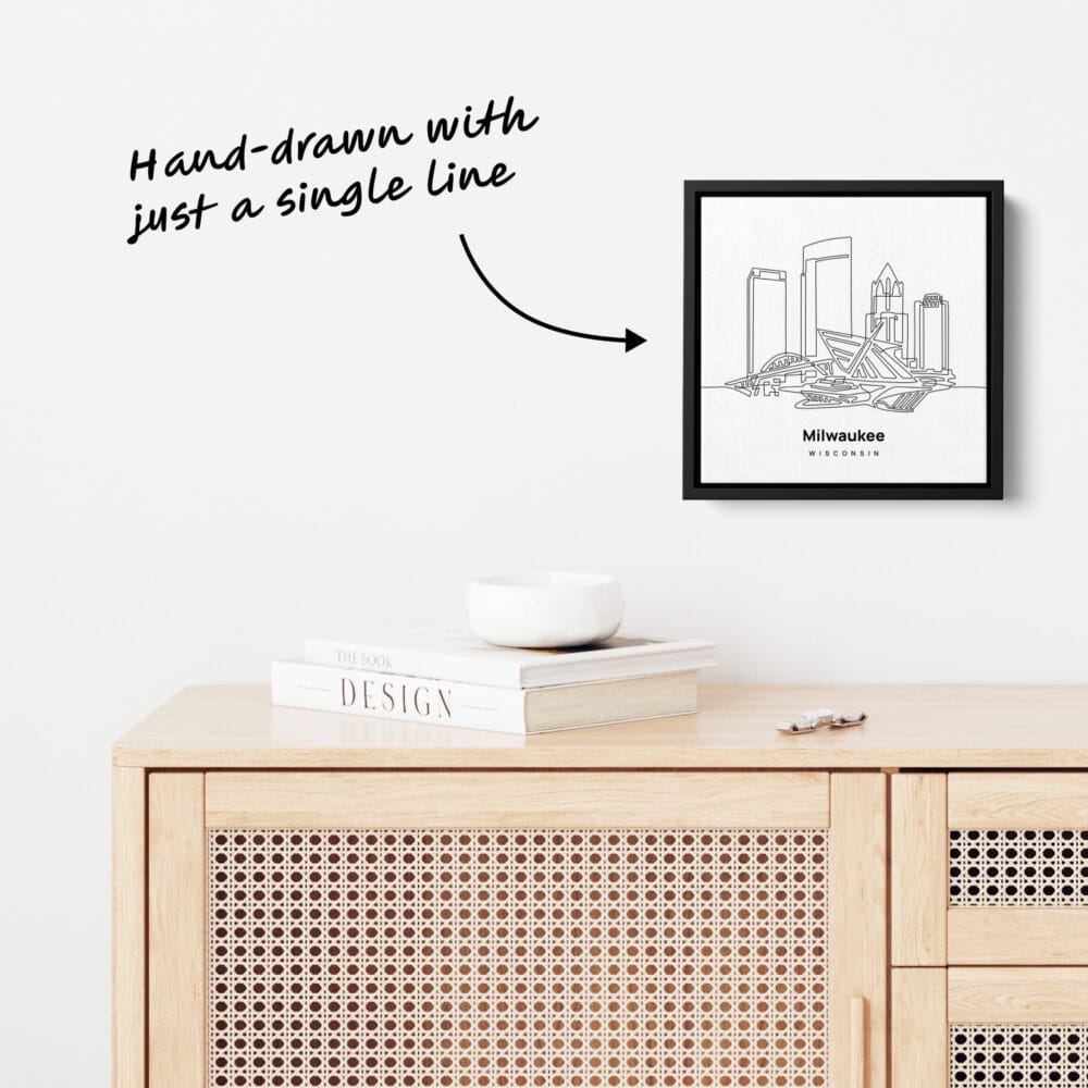 Mini Milwaukee Canvas Print - One Line Drawing Mini Milwaukee Canvas Print - One Line Drawing