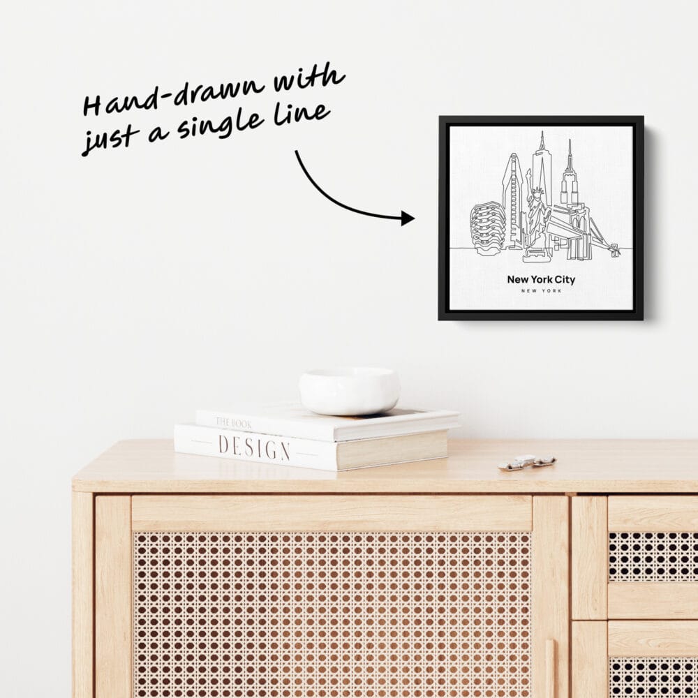 Mini New York Canvas Print - One Line Drawing Mini New York Canvas Print - One Line Drawing
