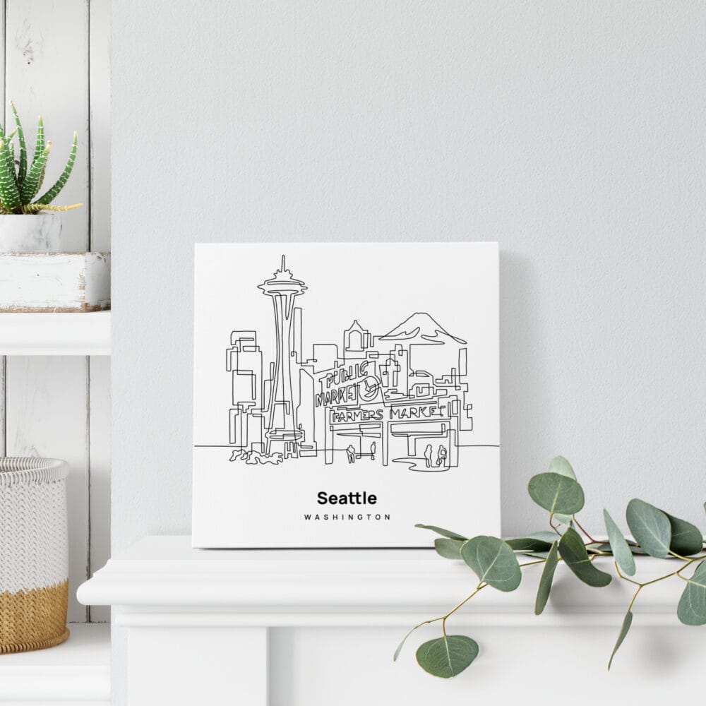 Mini Seattle Canvas Print - On Shelf Mini Seattle Canvas Print - On Shelf