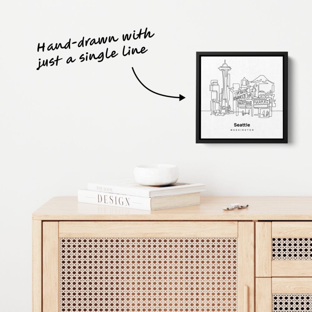Mini Seattle Canvas Print - One Line Drawing Mini Seattle Canvas Print - One Line Drawing