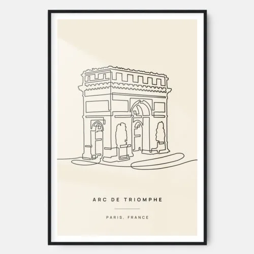 Arc De Triomphe Landmark Art Print - Main - Black Frame