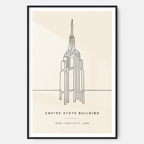 Empire State Building Landmark Art Print - Main - Black Frame