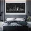 Framed Chicago Canvas Wall Art - Pano - Hotel Room - Dark