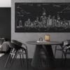 Framed Chicago Canvas Wall Art - Pano - Kitchen - Dark