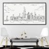 Framed Chicago Canvas Wall Art - Square - Living Room - Light