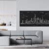 Framed Chicago Canvas Wall Art - Square - Modern Living Room - Dark