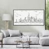 Framed Chicago Canvas Wall Art - Square - Modern Living Room - Light