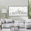 Framed Chicago Canvas Wall Art - Square - Modern Living Room - Light