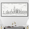 Framed Chicago Skyline Canvas Wall Art - Panorama - Main - Light