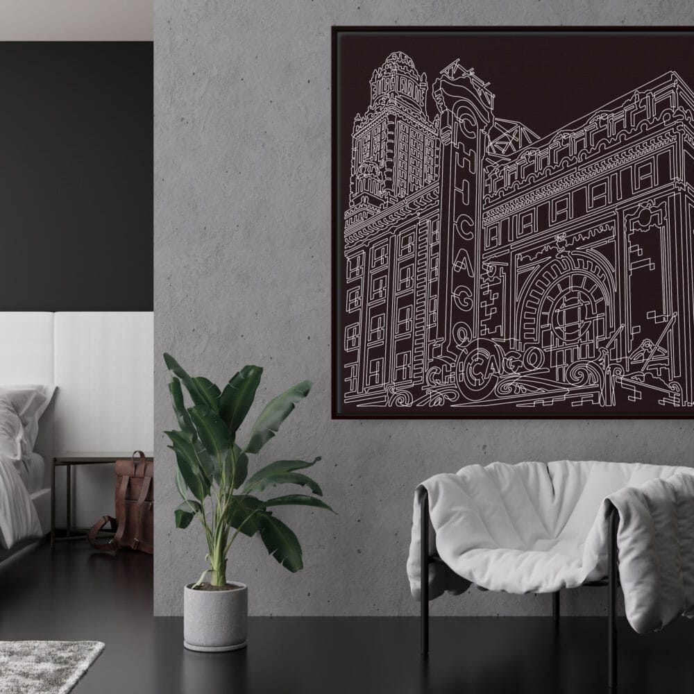 Framed Chicago Theater Canvas Print - Lounge Chair Framed Chicago Theater Canvas Print - Lounge Chair