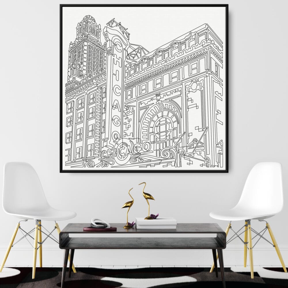 Framed Chicago Theater Canvas Print - Main - Light 2 Framed Chicago Theater Canvas Print - Main - Light 2