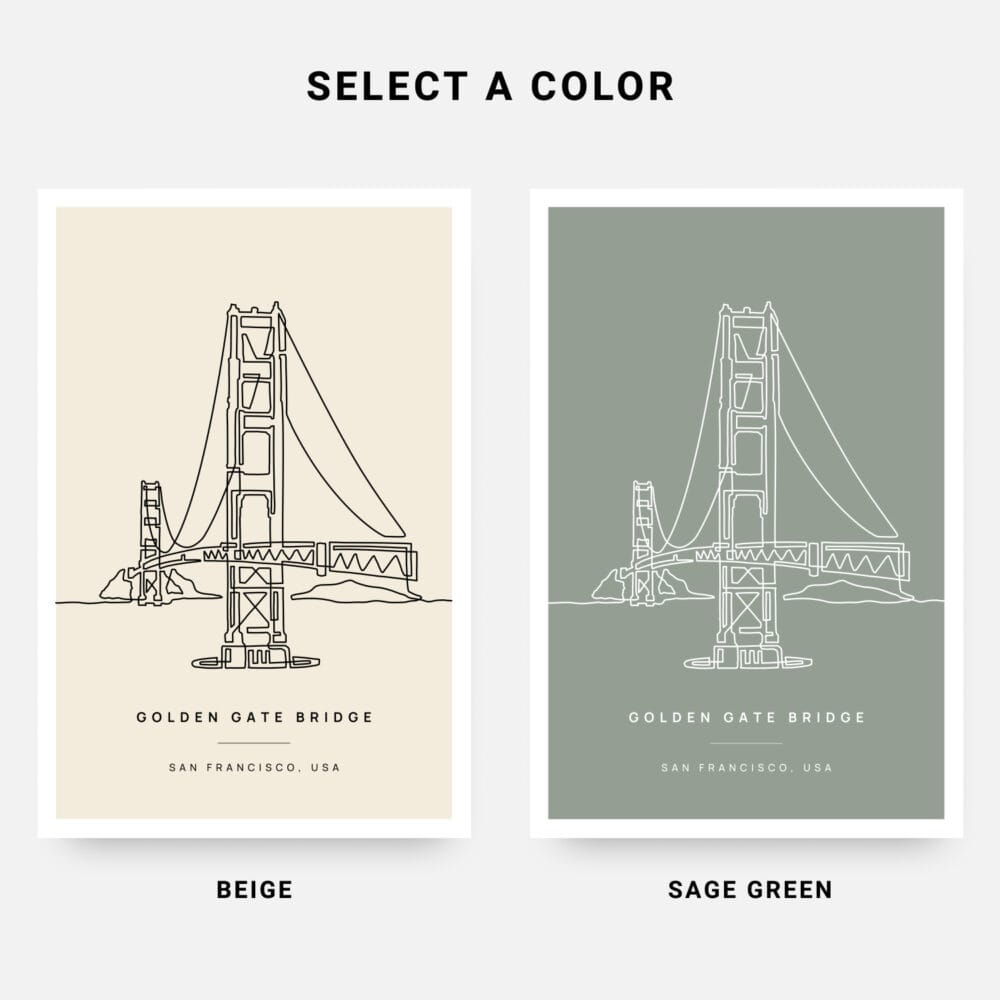 Golden Gate Bridge Landmark Art Print - Colors Golden Gate Bridge Landmark Art Print - Colors
