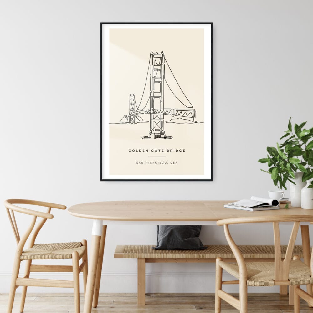 Golden Gate Bridge Landmark Art Print - Kitchen Wall Art Golden Gate Bridge Landmark Art Print - Kitchen Wall Art