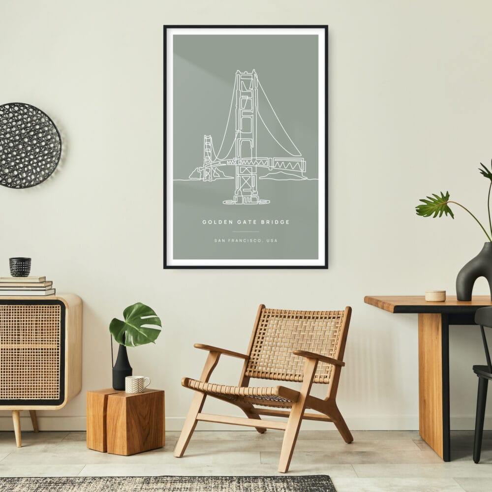 Golden Gate Bridge Landmark Art Print - Lounge Chair Golden Gate Bridge Landmark Art Print - Lounge Chair
