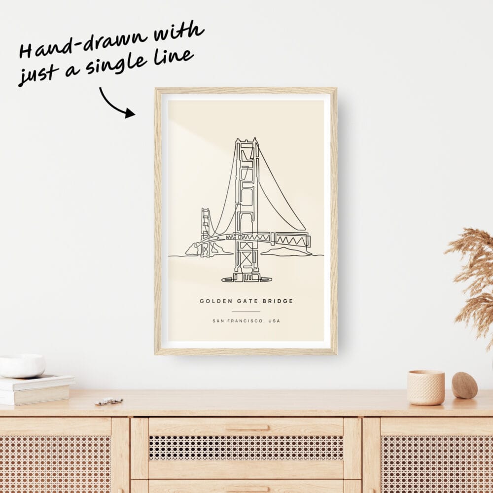 Golden Gate Bridge Landmark One Line Drawing Golden Gate Bridge Landmark One Line Drawing
