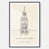 London Big Ben Clock Tower Landmark Art Print - Main - Black Frame