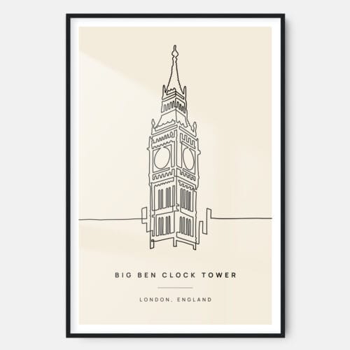 London Big Ben Clock Tower Landmark Art Print - Main - Black Frame