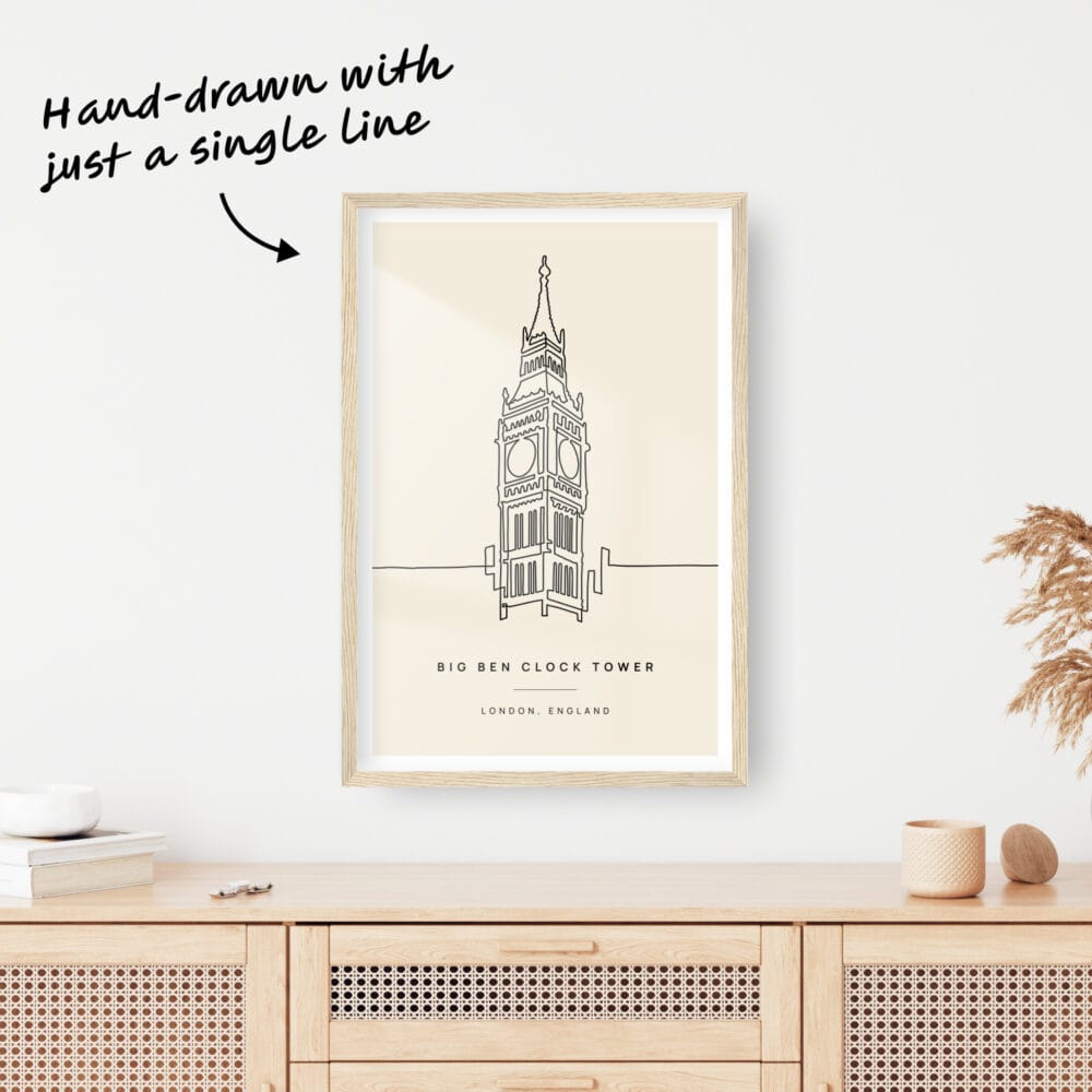 London Big Ben Clock Tower One Line Drawing London Big Ben Clock Tower One Line Drawing