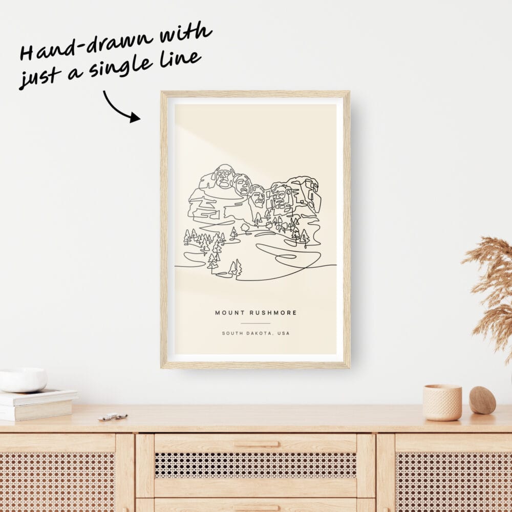 Mount Rushmore Landmark One Line Drawing Mount Rushmore Landmark One Line Drawing