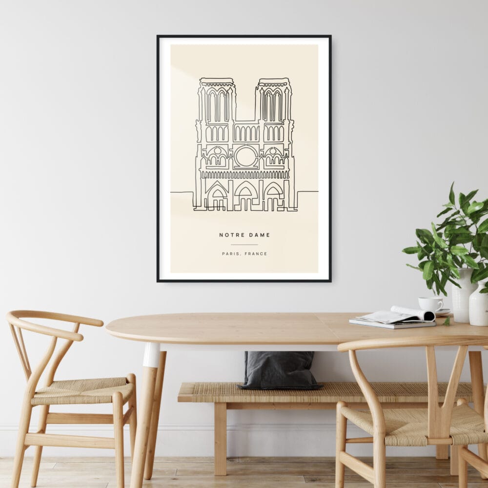 Notre Dame Landmark Art Print - Kitchen Wall Art Notre Dame Landmark Art Print - Kitchen Wall Art