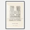 Notre Dame Landmark Art Print - Main - Black Frame