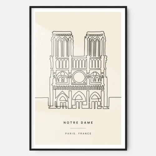 Notre Dame Landmark Art Print - Main - Black Frame