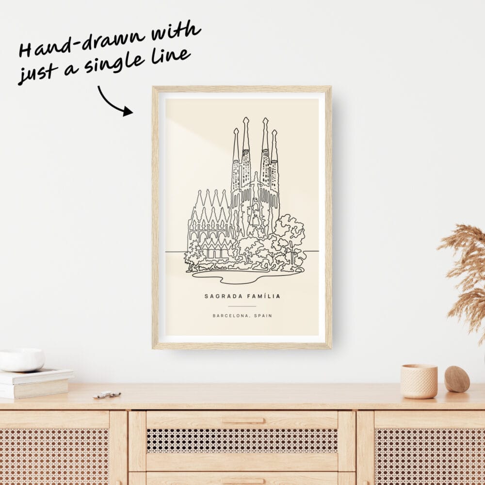 Sagrada Família Landmark One Line Drawing Sagrada Família Landmark One Line Drawing