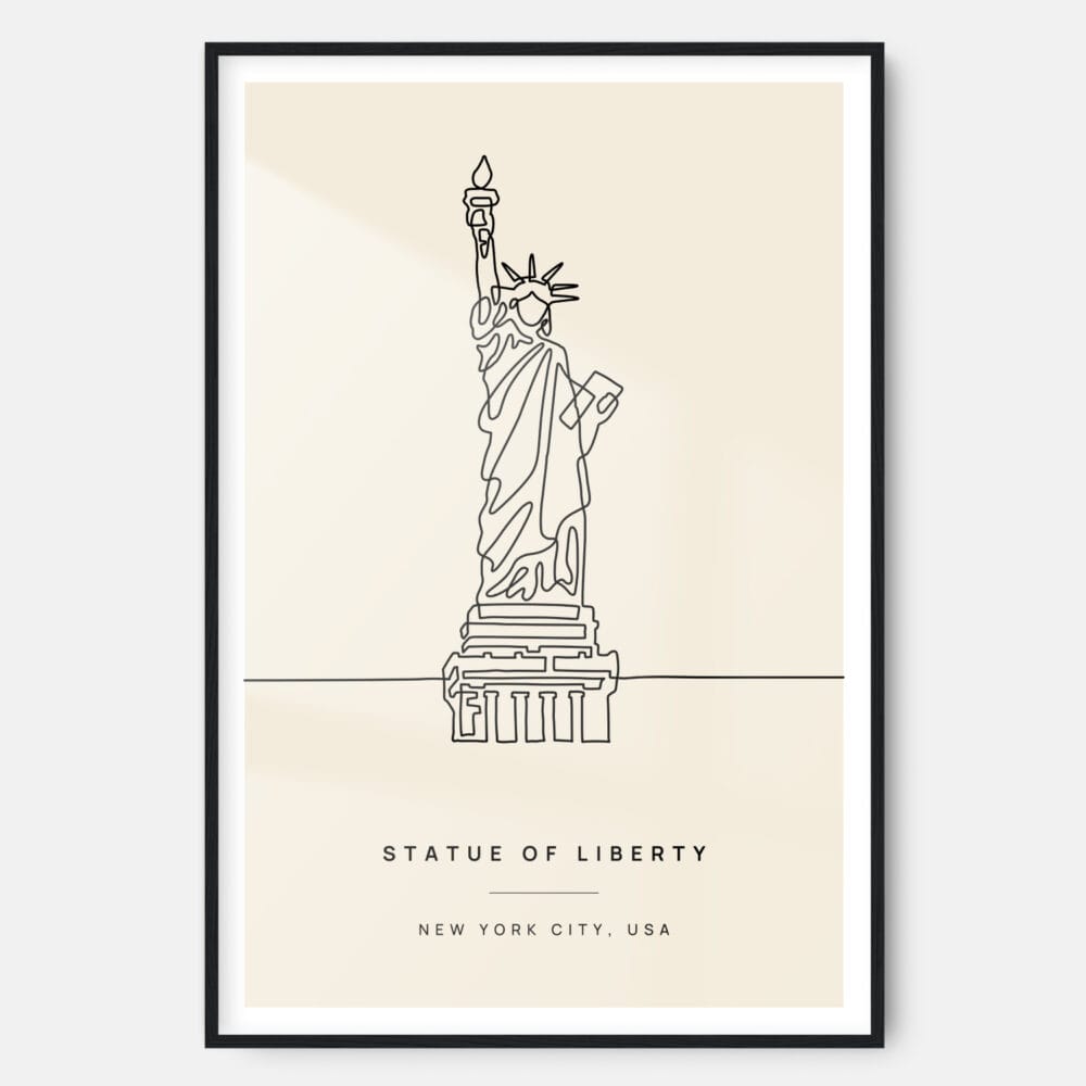 Statue of Liberty Landmark Art Print - Main - Black Frame