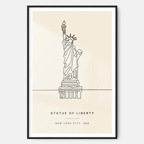 Statue of Liberty Landmark Art Print - Main - Black Frame