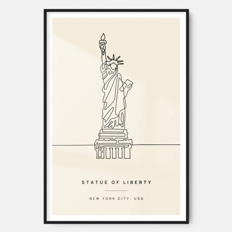 Statue of Liberty Landmark Art Print - Main - Black Frame