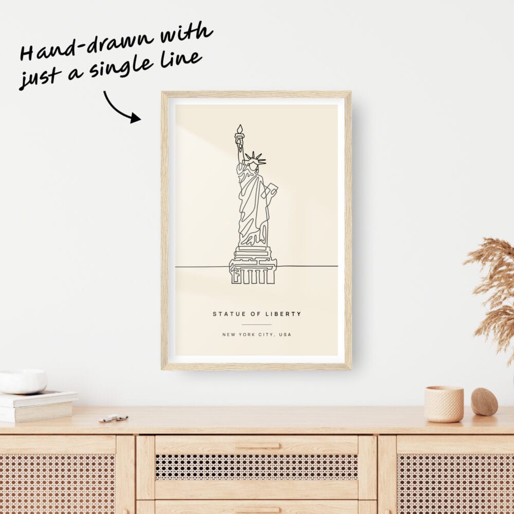 Statue of Liberty Landmark One Line Drawing Statue of Liberty Landmark One Line Drawing