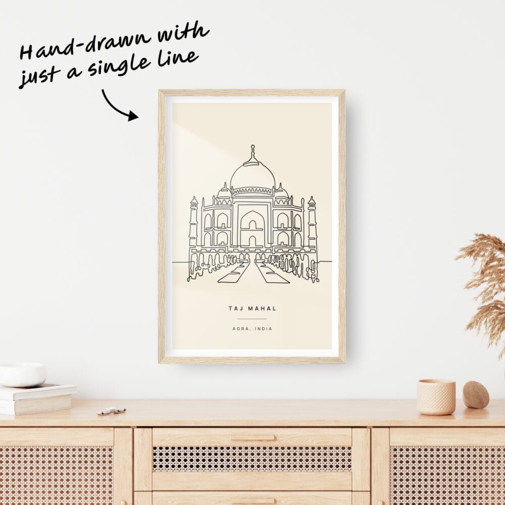Taj Mahal Landmark One Line Drawing Taj Mahal Landmark One Line Drawing