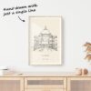 Taj Mahal Landmark One Line Drawing