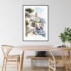 Amalfi Coast Watercolor Art Print - Kitchen Wall Art - Portrait