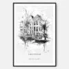 Amsterdam Canal Line Drawing Art Print - Main - Black Frame - Portrait