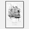 Amsterdam Canal Line Drawing Art Print - Main - Black Frame - Portrait