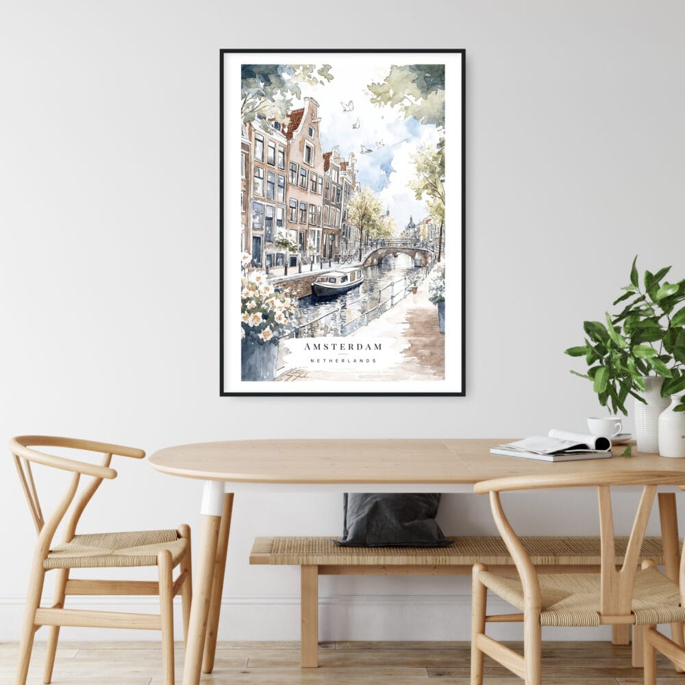 Amsterdam GrachtenGordel Watercolor Art Print - Kitchen Wall Art - Portrait Amsterdam GrachtenGordel Watercolor Art Print - Kitchen Wall Art - Portrait